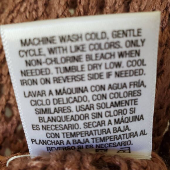 Bongo Fringe Sweater Women's XL Brown Sleeveless Open Crochet Hippie Boho - Picture 6 of 6